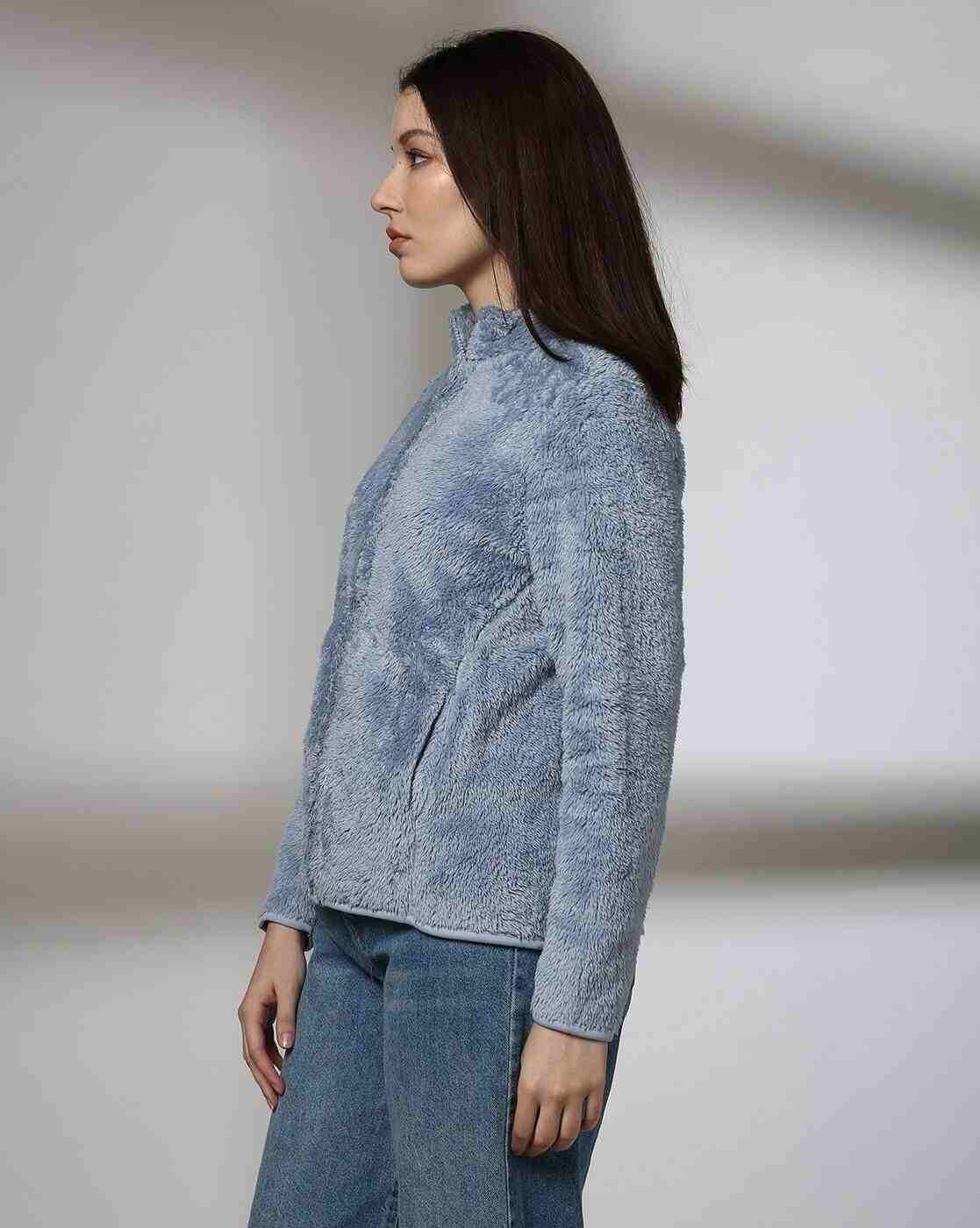 DNMX | Women Regular Fit Zip-Front Faux-Fur Jacket|1