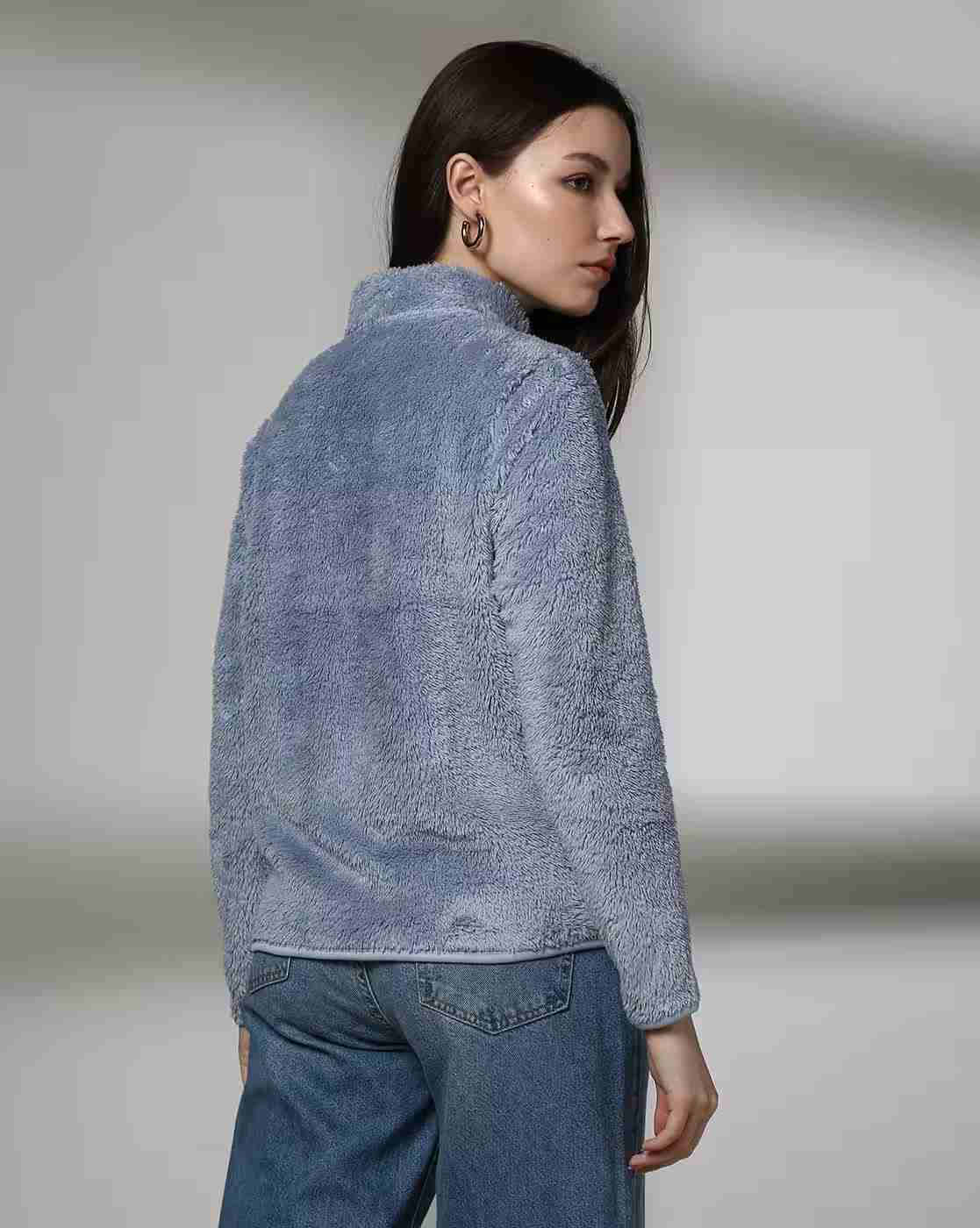 DNMX | Women Regular Fit Zip-Front Faux-Fur Jacket|2