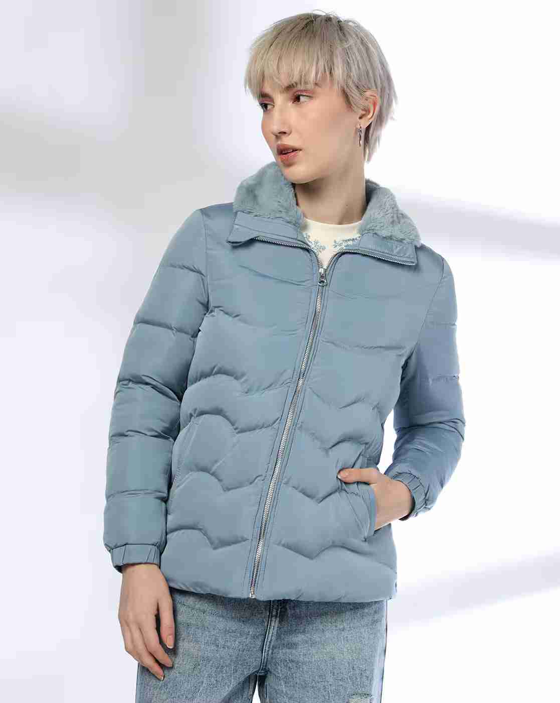 DNMX | Women Regular Fit Zip-Front Puffer Jacket|0