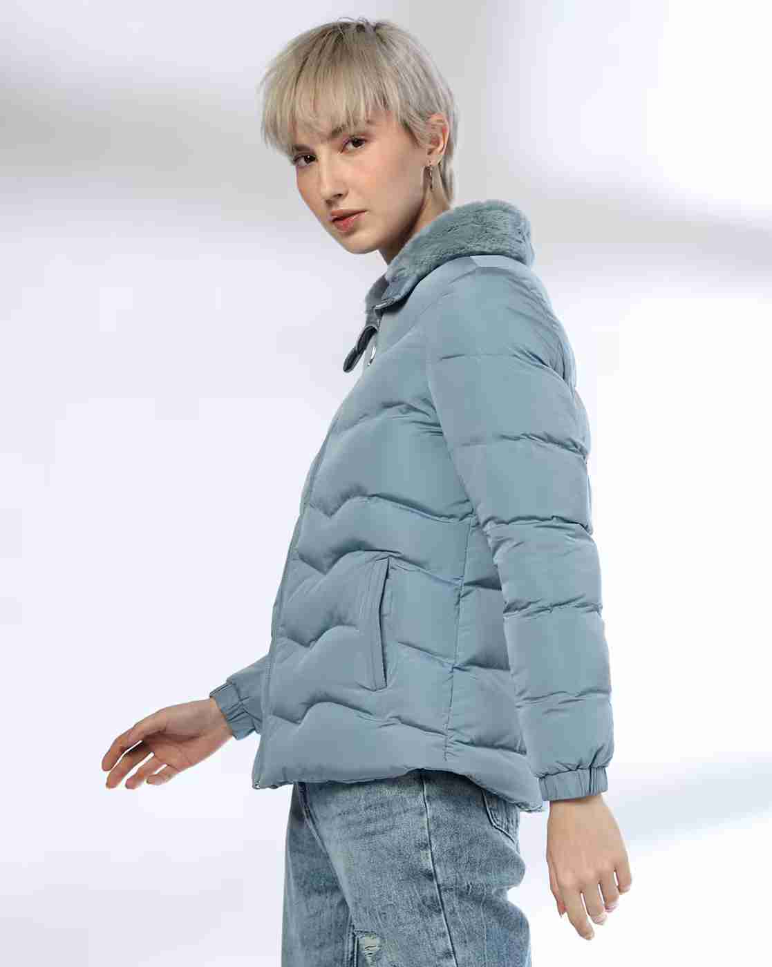 DNMX | Women Regular Fit Zip-Front Puffer Jacket|1