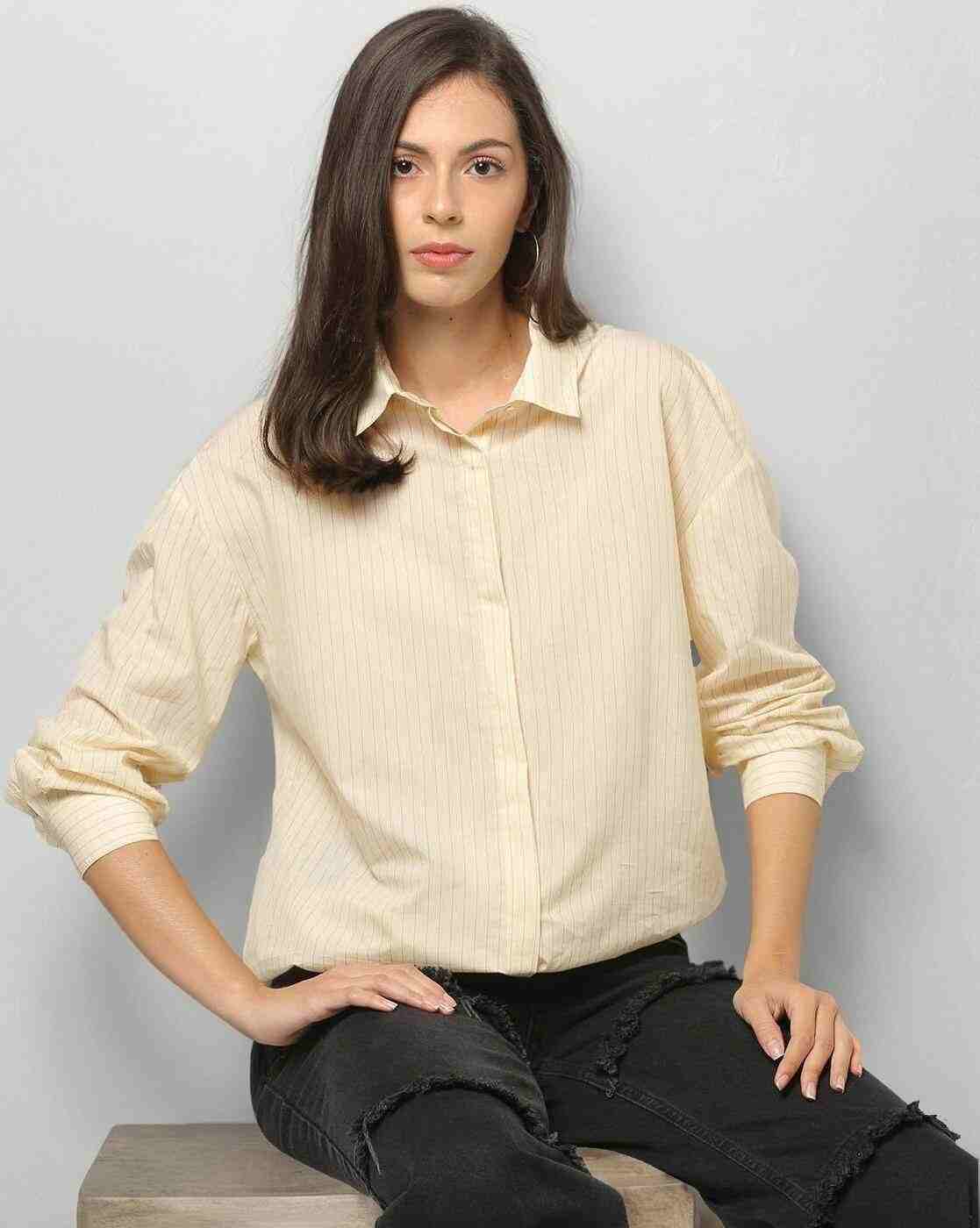 DNMX | Women Striped Regular Fit Shirt|0