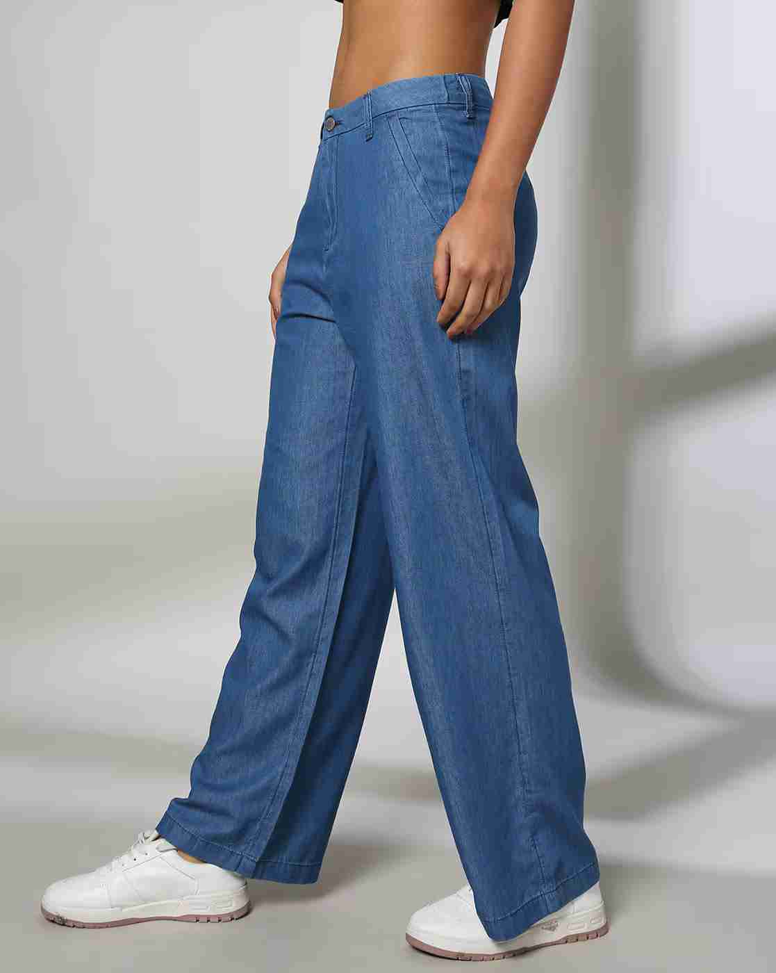 DNMX | Women Wide-Leg Flat-Front Trousers|1