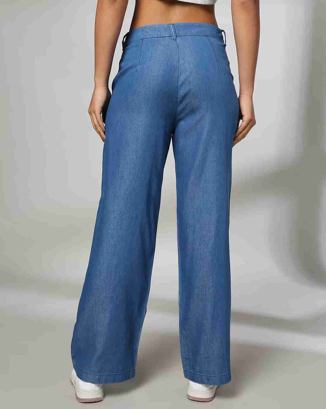 DNMX | Women Wide-Leg Flat-Front Trousers|2