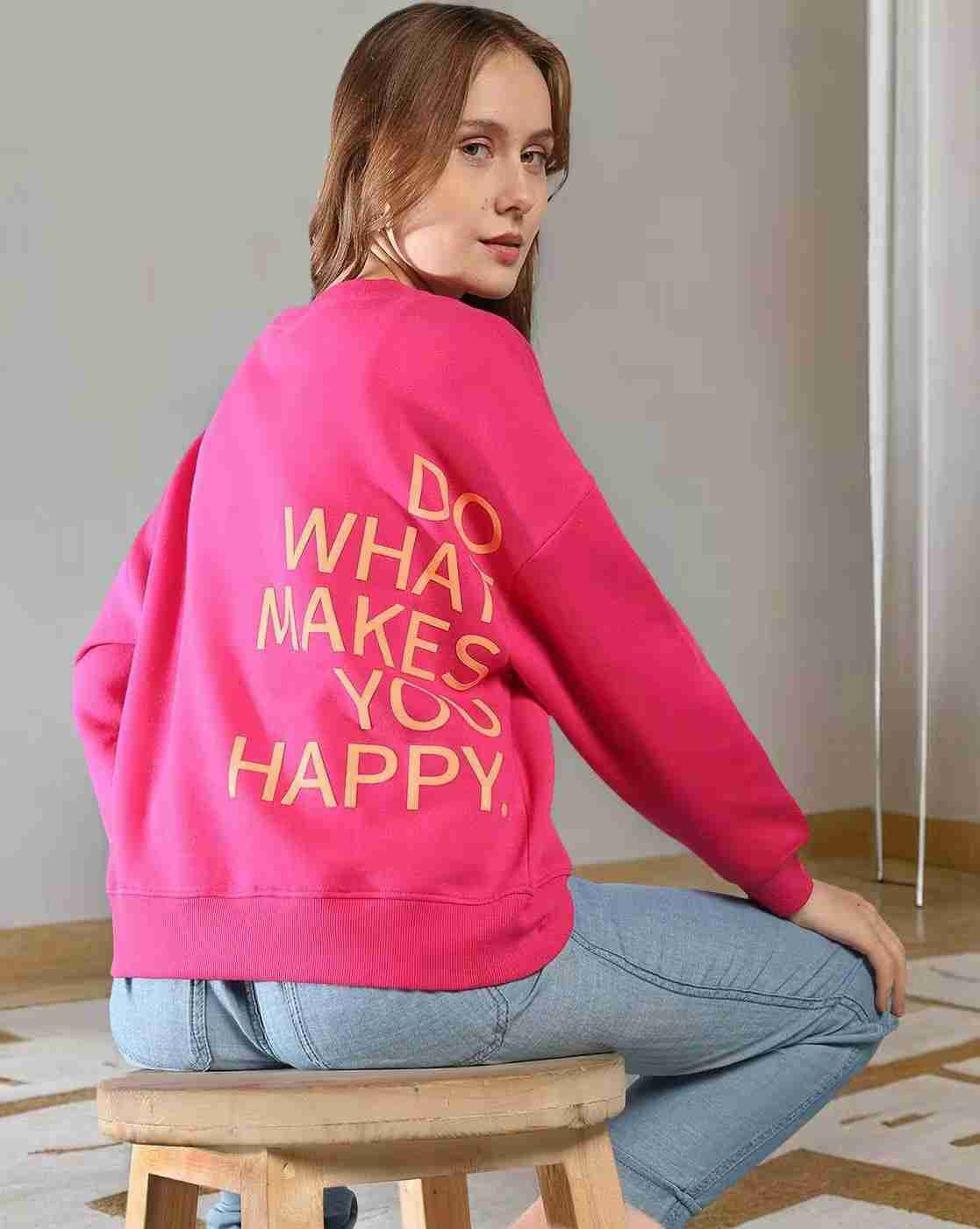 DNMX | Women Typographic Print Oversized Sweatshirt|0