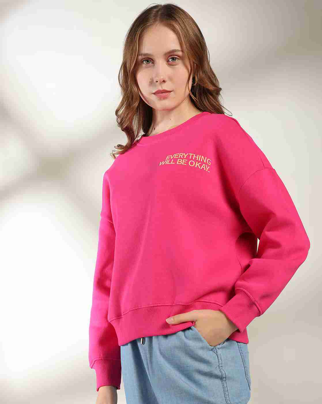 DNMX | Women Typographic Print Oversized Sweatshirt|1