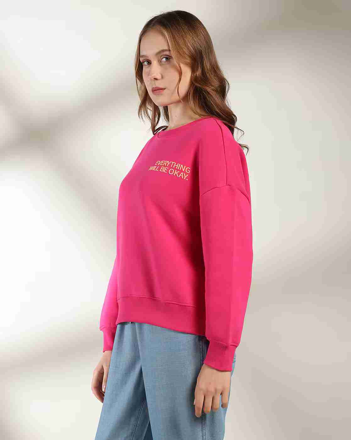 DNMX | Women Typographic Print Oversized Sweatshirt|2