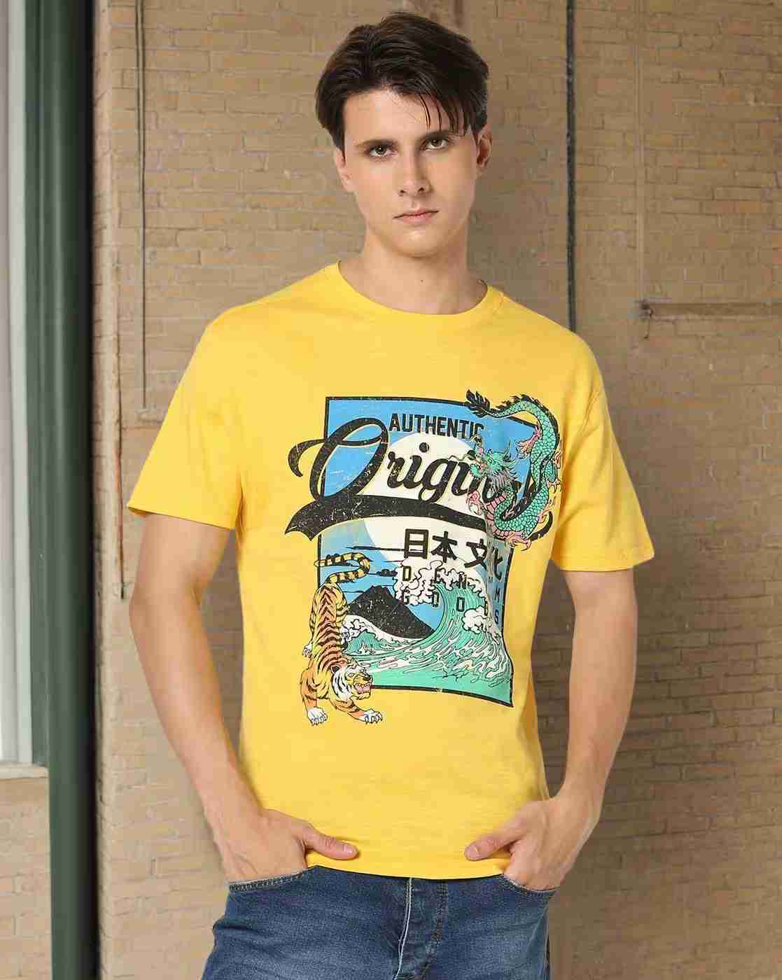 DNMX | Men Graphic Print Slim Fit Crew-Neck T-Shirt|0