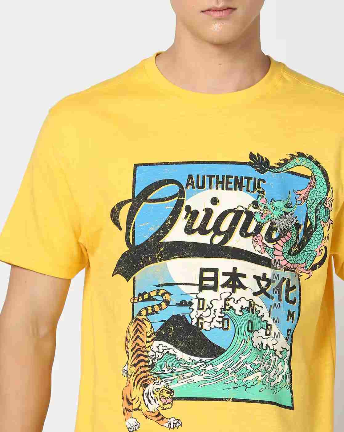 DNMX | Men Graphic Print Slim Fit Crew-Neck T-Shirt|3