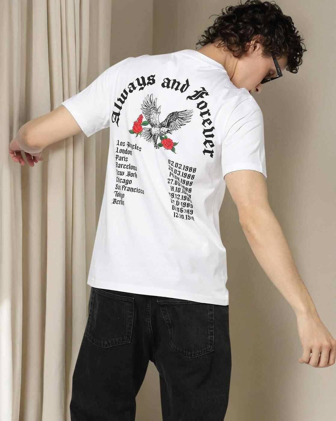 DNMX | Men Typographic Print Regular Fit Crew-Neck T-Shirt|0