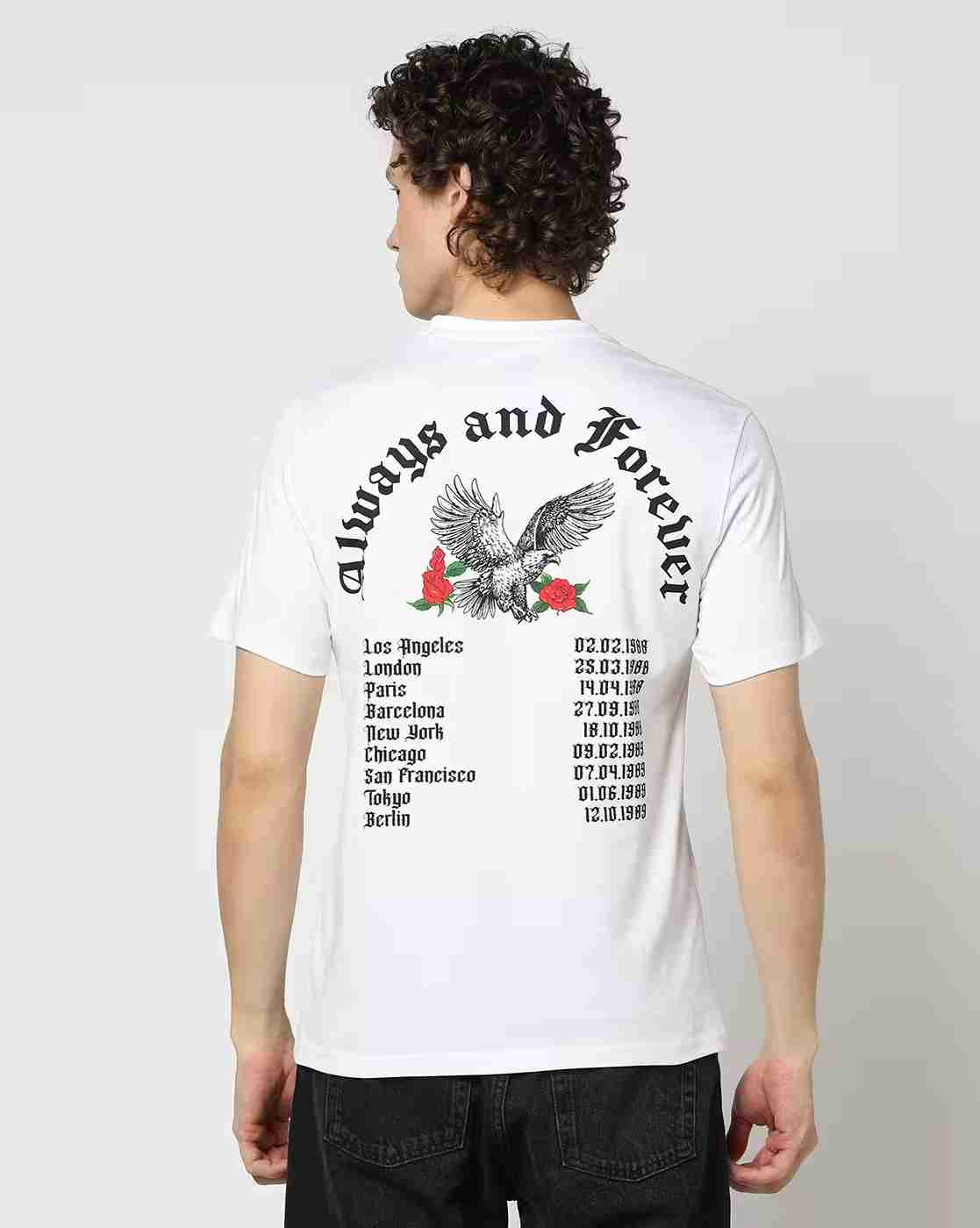 DNMX | Men Typographic Print Regular Fit Crew-Neck T-Shirt|2