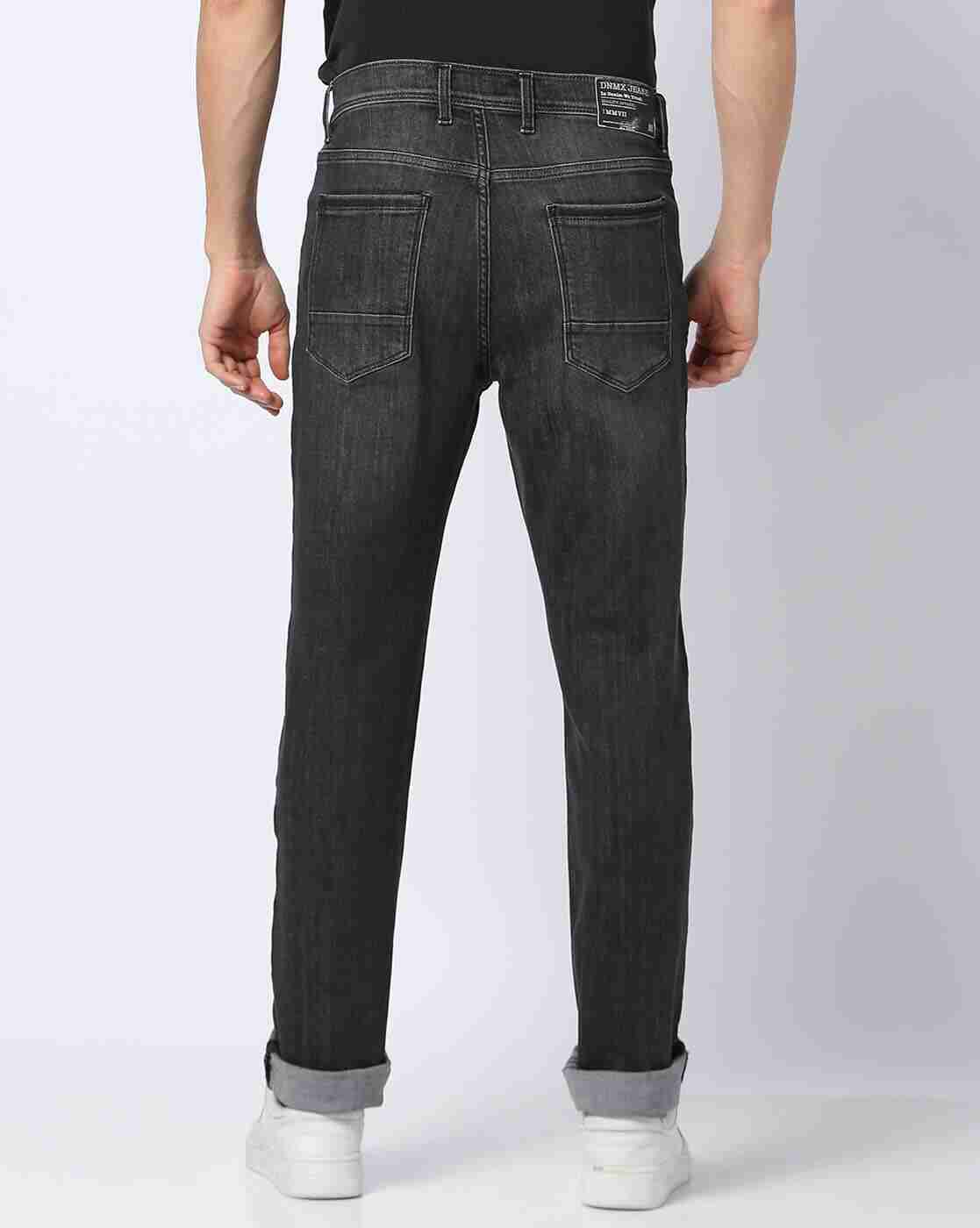 DNMX | Men Lightly Washed Straight Mid-Rise Jeans|2