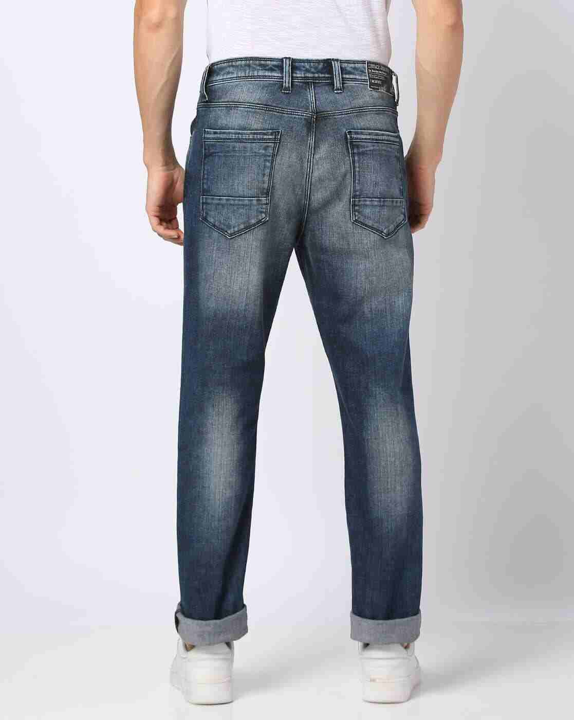 DNMX | Men Heavily Washed Straight Jeans|2