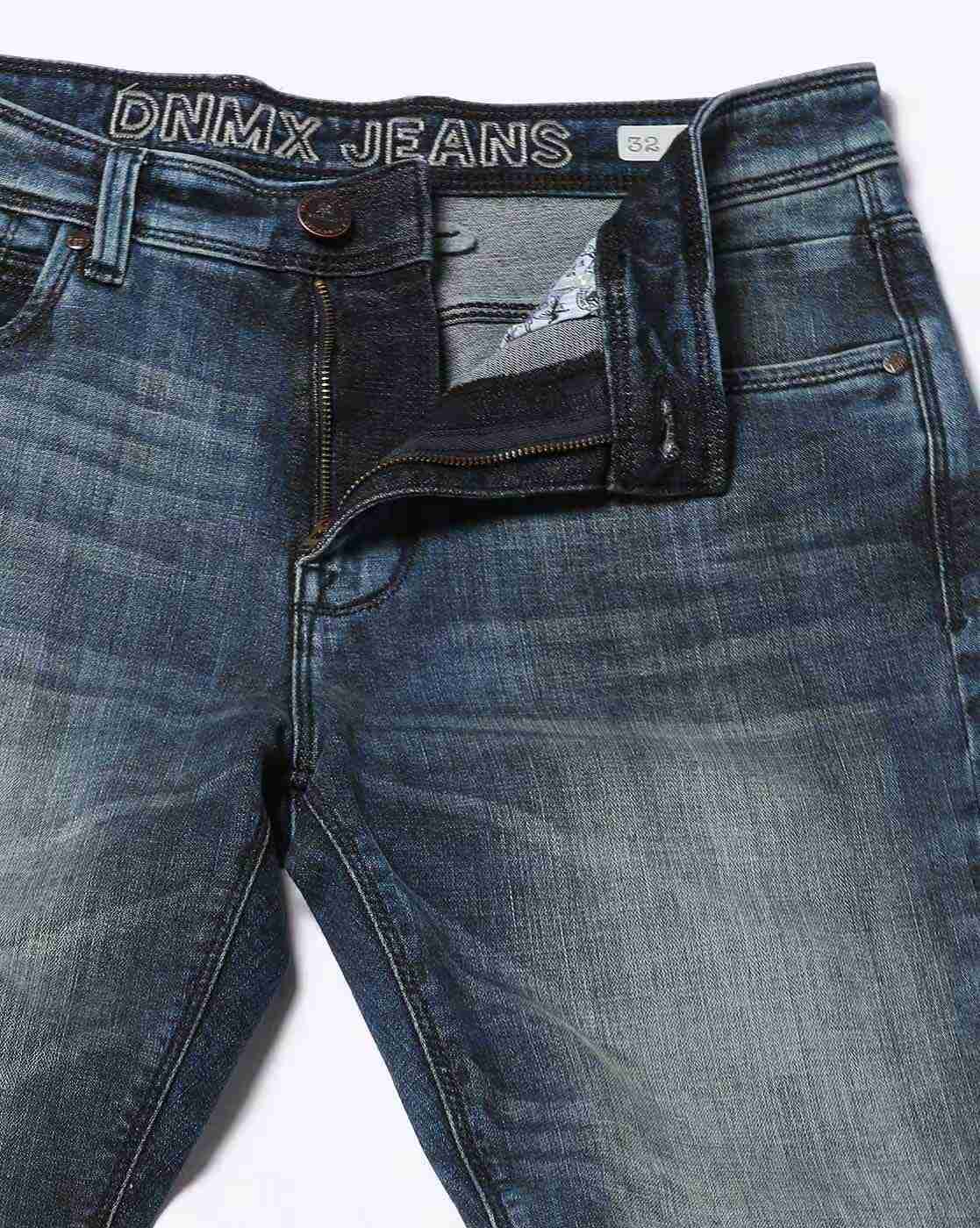 DNMX | Men Heavily Washed Straight Jeans|5