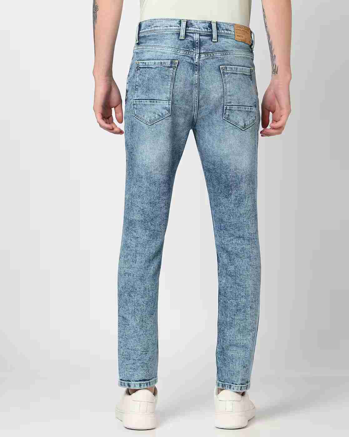 DNMX | Men Heavily Washed Straight Jeans|2
