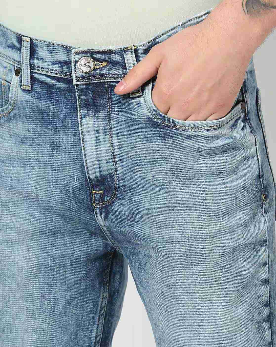 DNMX | Men Heavily Washed Straight Jeans|3