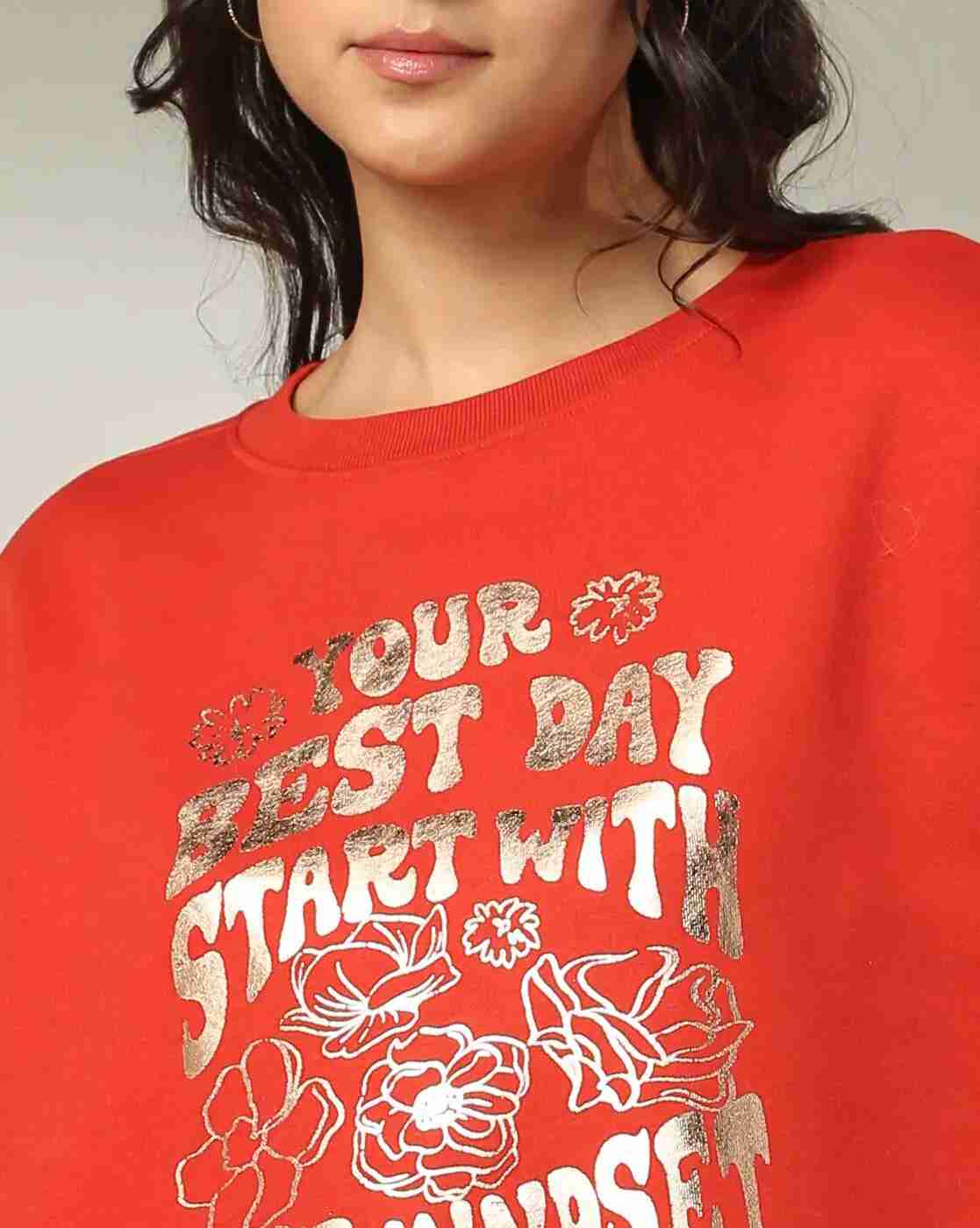DNMX | Women Typographic Print Oversized Sweatshirt|4