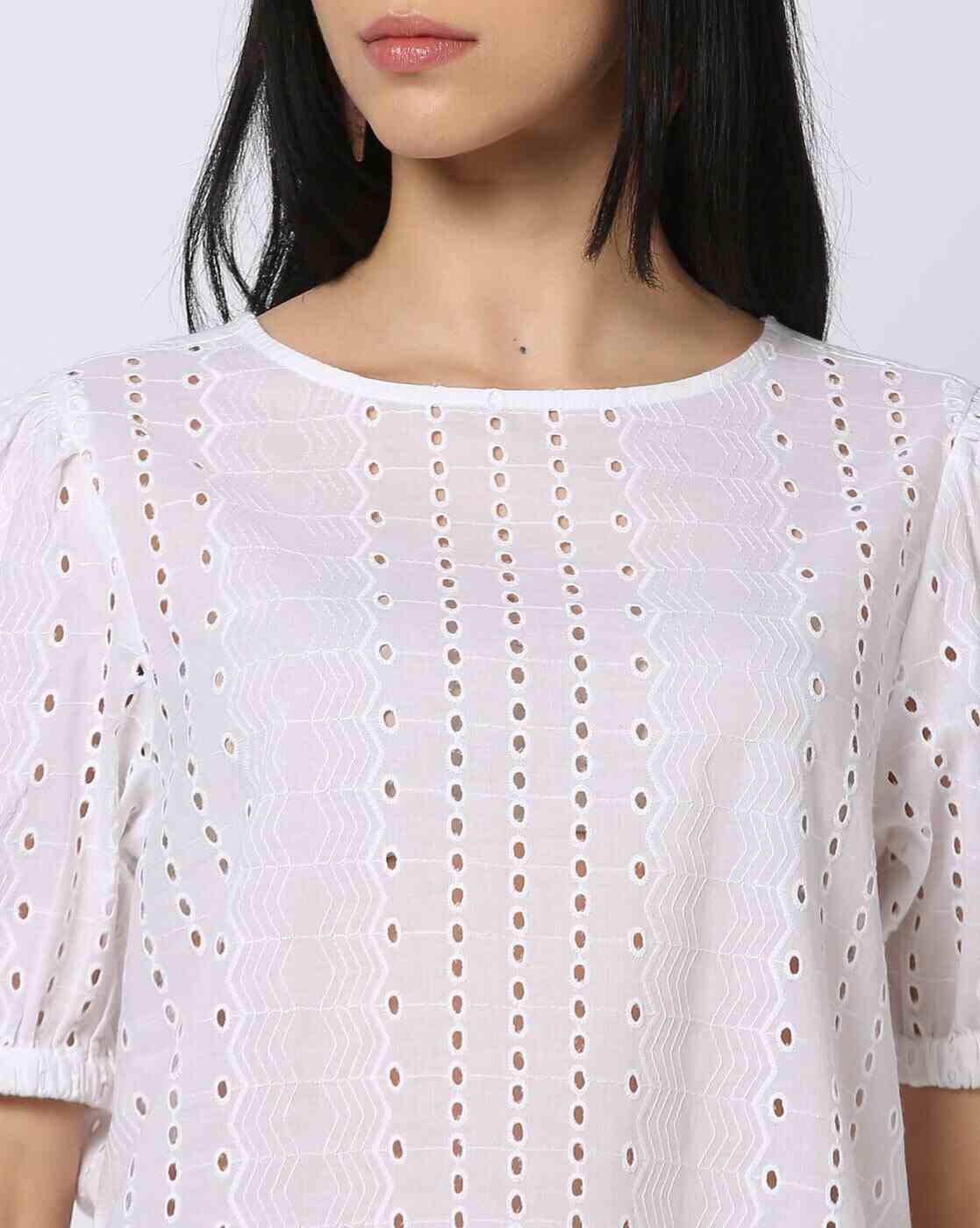 DNMX | Women Schiffli Embroidered Top|4