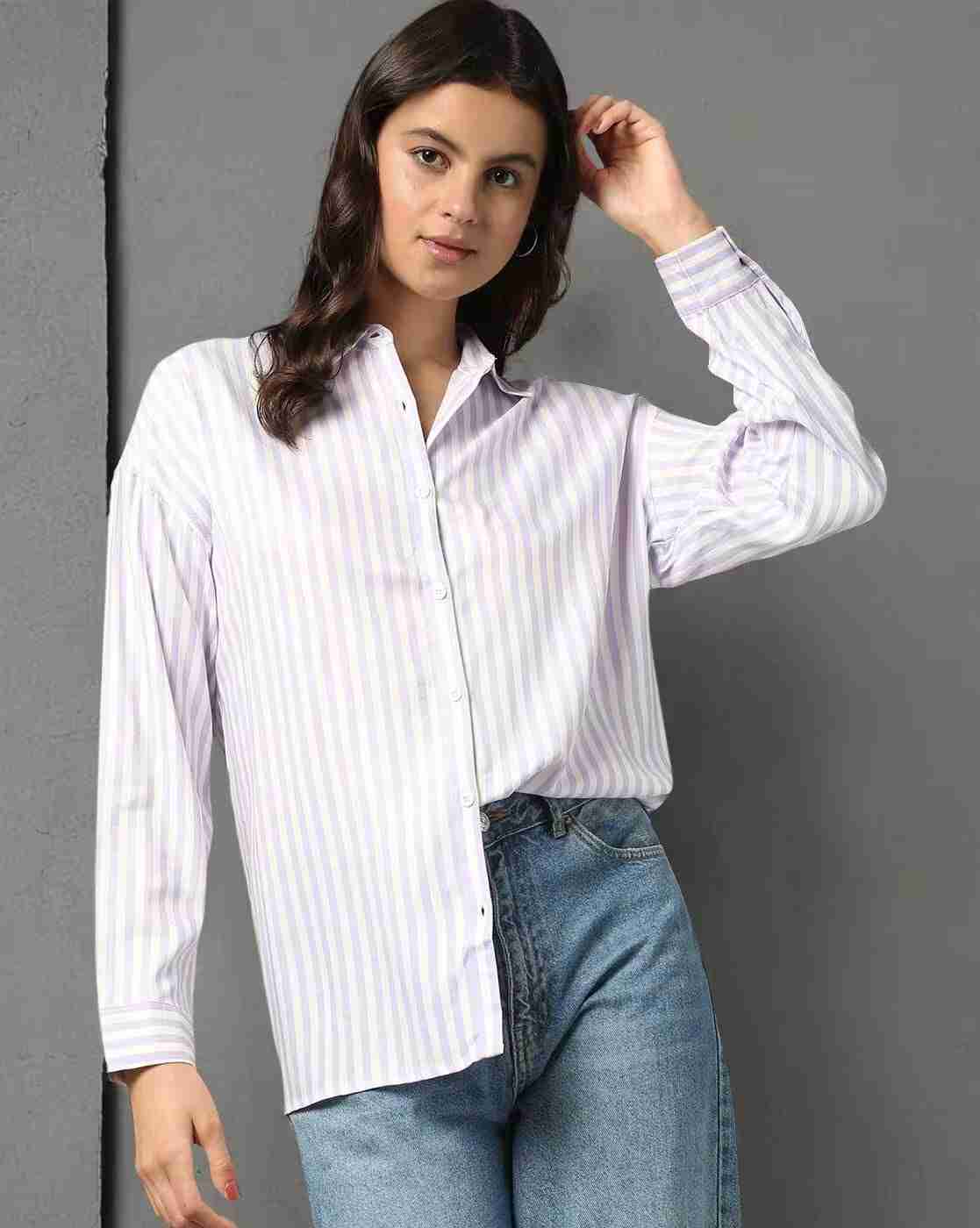 DNMX | Women Striped Relaxed Fit Shirt|0