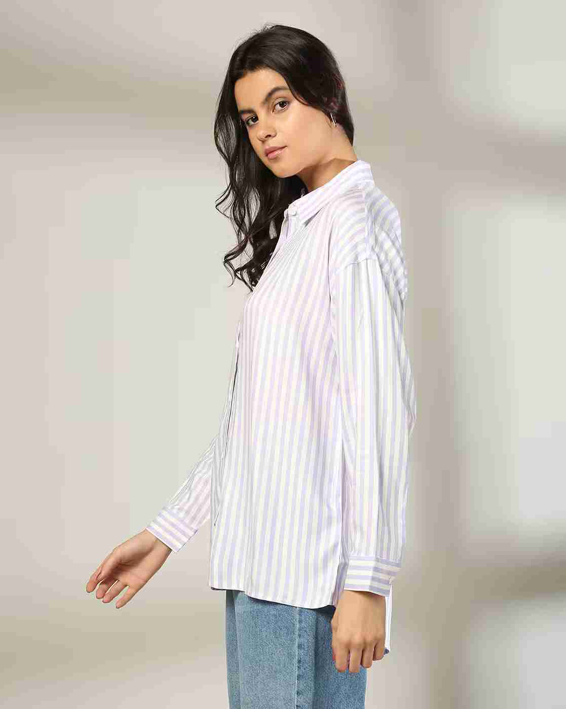 DNMX | Women Striped Relaxed Fit Shirt|1