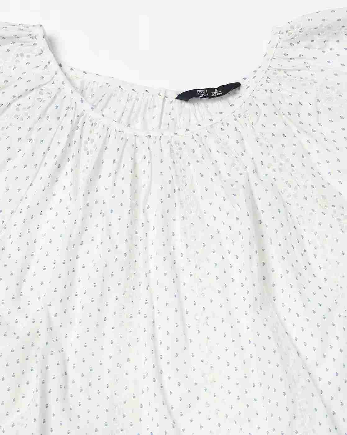 DNMX | Women Schiffli Embroidered Relaxed Fit Cotton Top|4