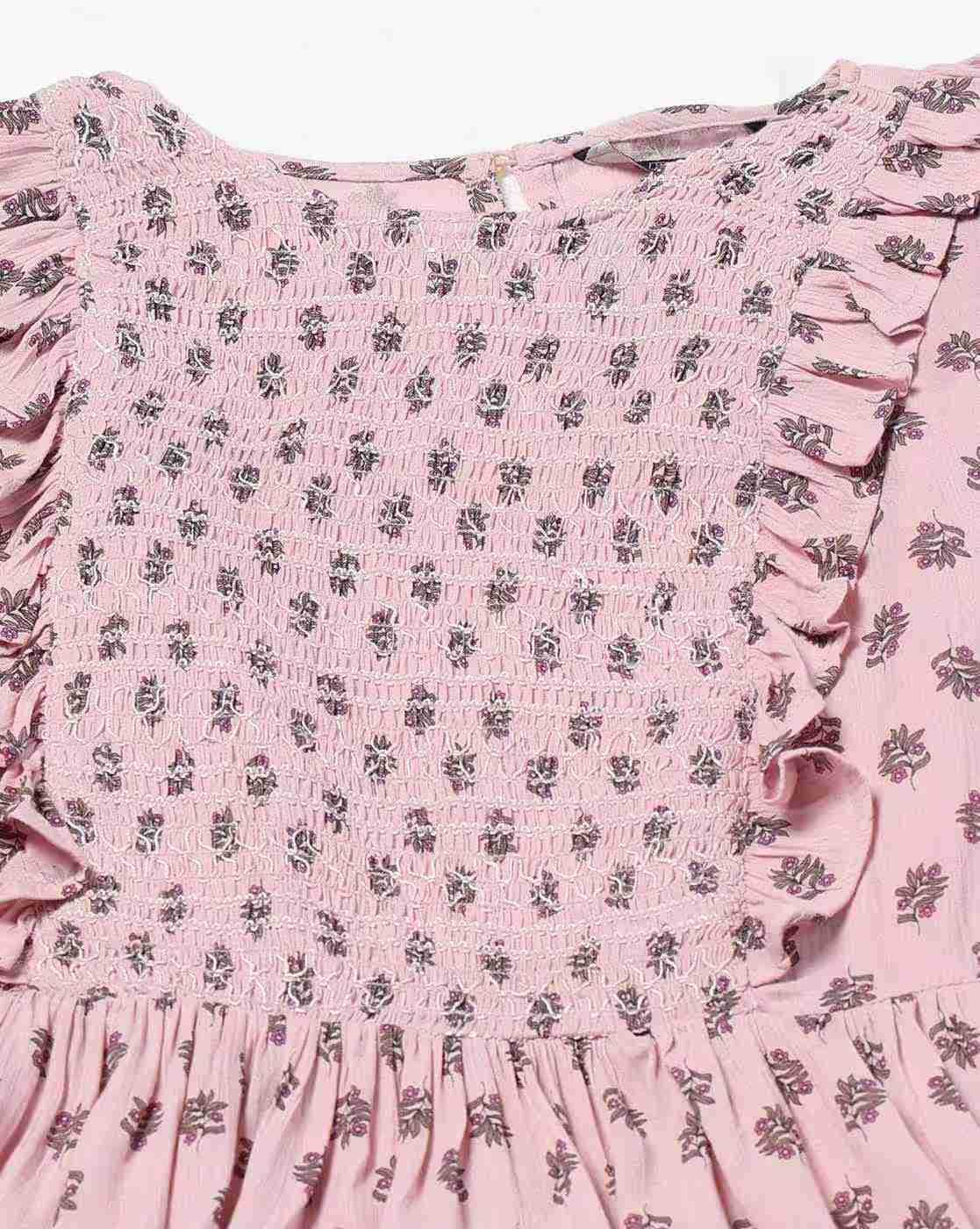 DNMX | Women Floral Print Regular Fit Smocked Top|4