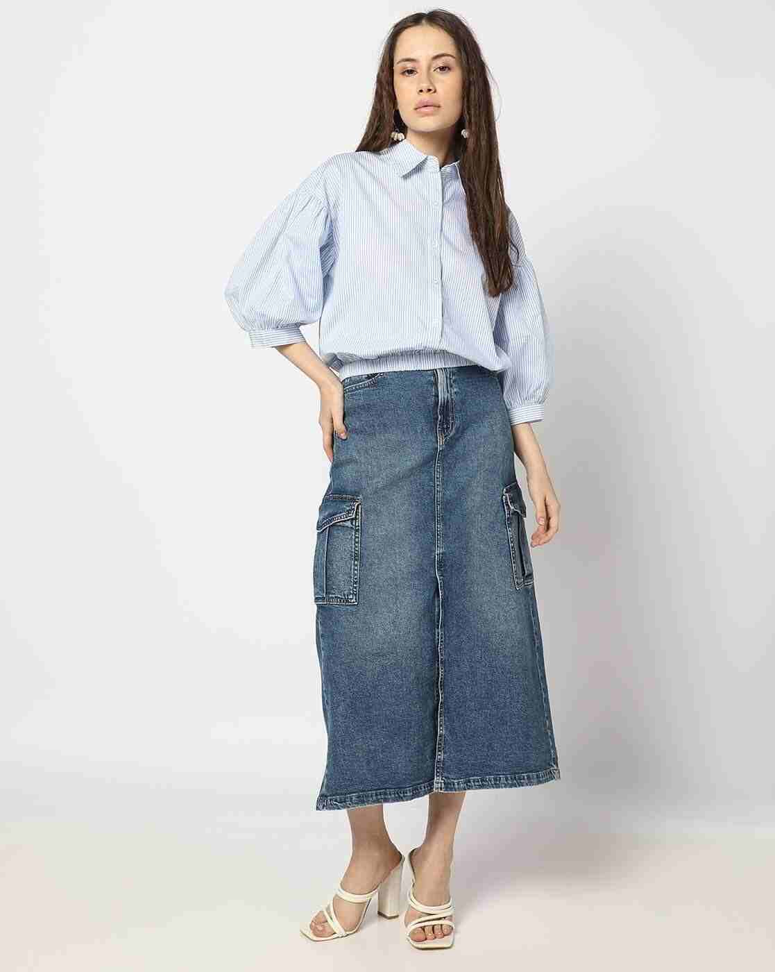 DNMX | Women Striped Regular Fit Shirt with Elasticated Waist|3