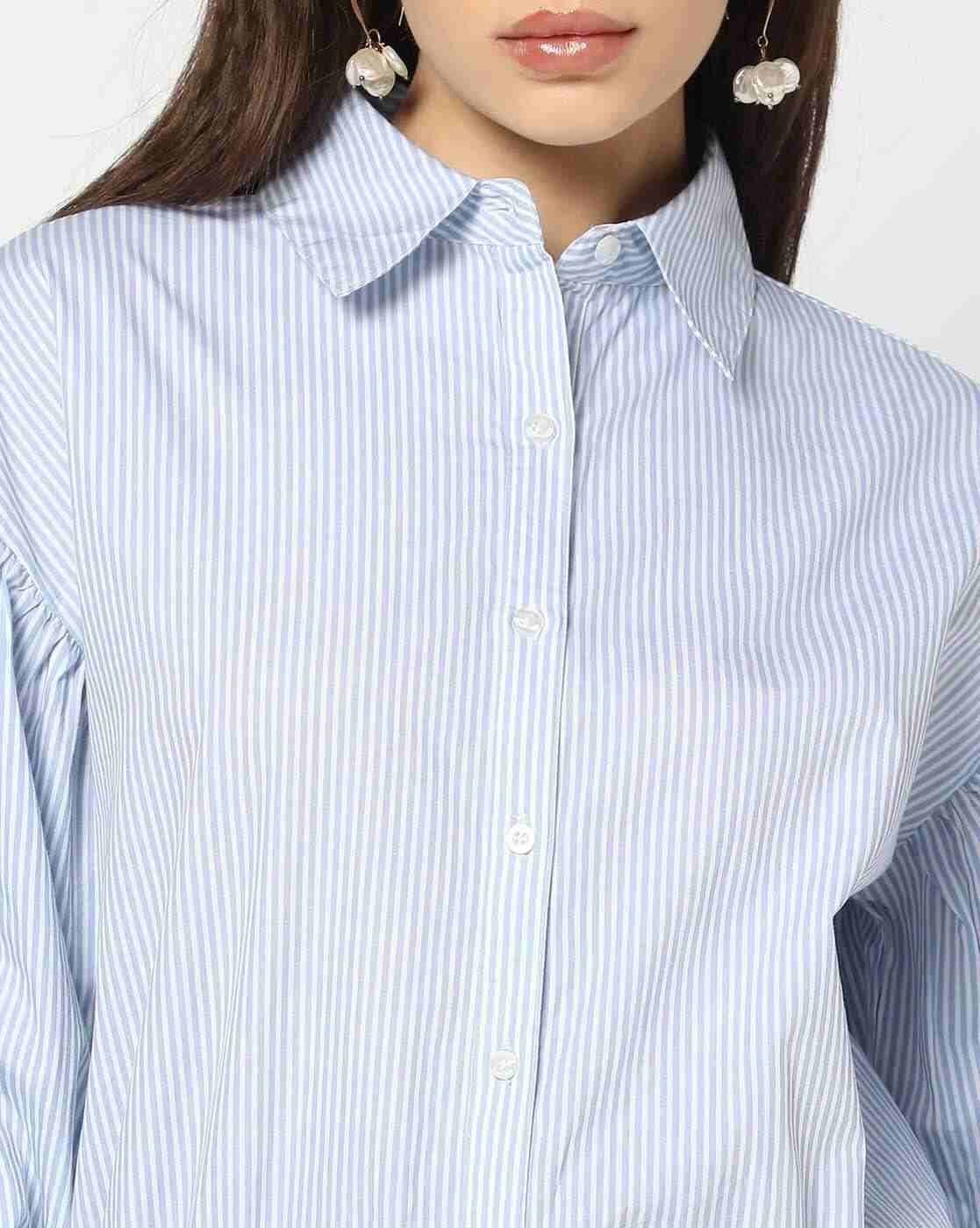 DNMX | Women Striped Regular Fit Shirt with Elasticated Waist|4