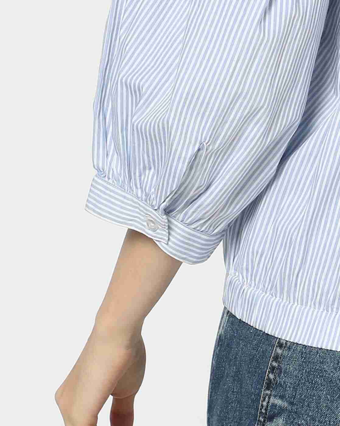 DNMX | Women Striped Regular Fit Shirt with Elasticated Waist|5