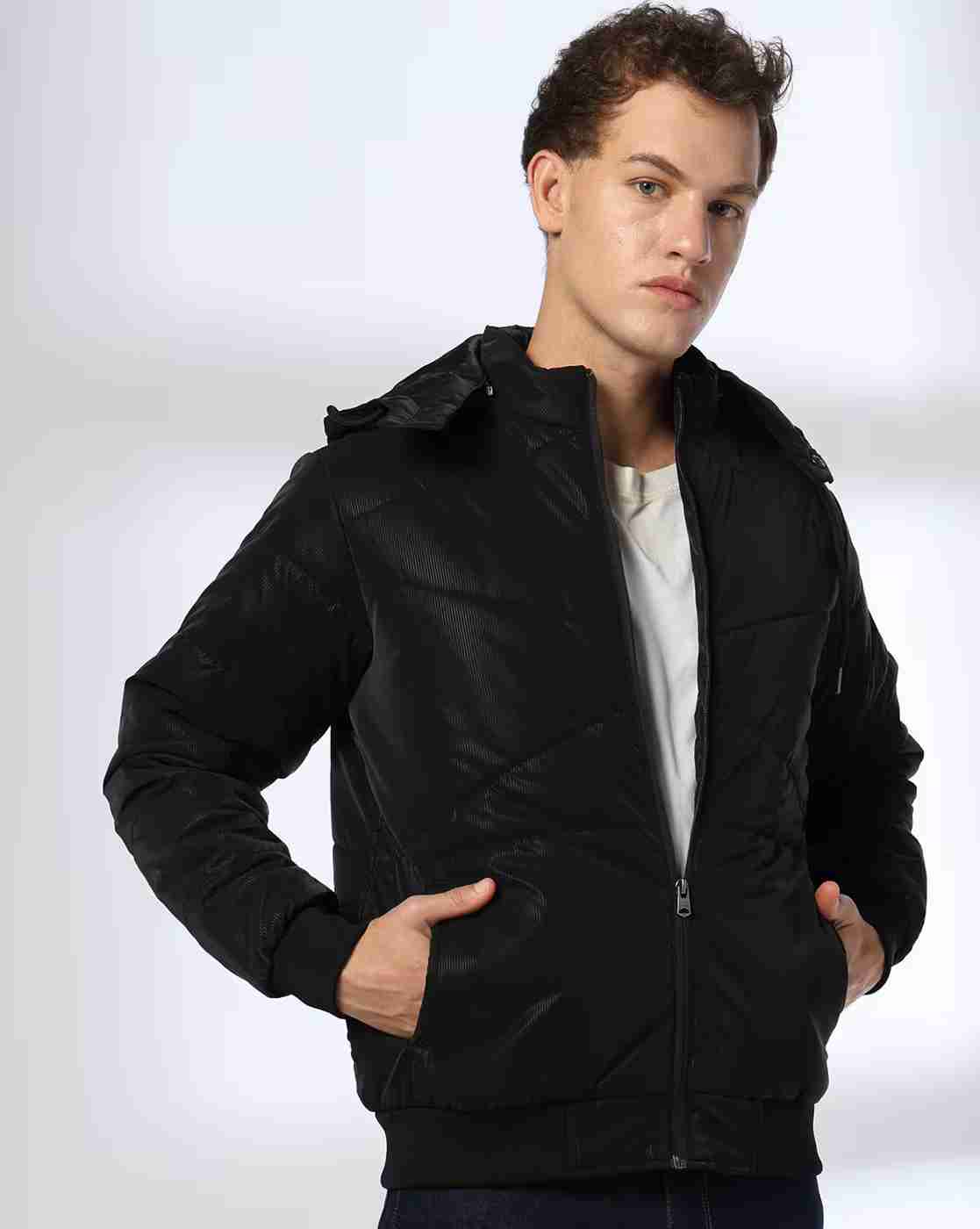 DNMX | Men Quilted Regular Fit Jacket with Detachable Hood|0