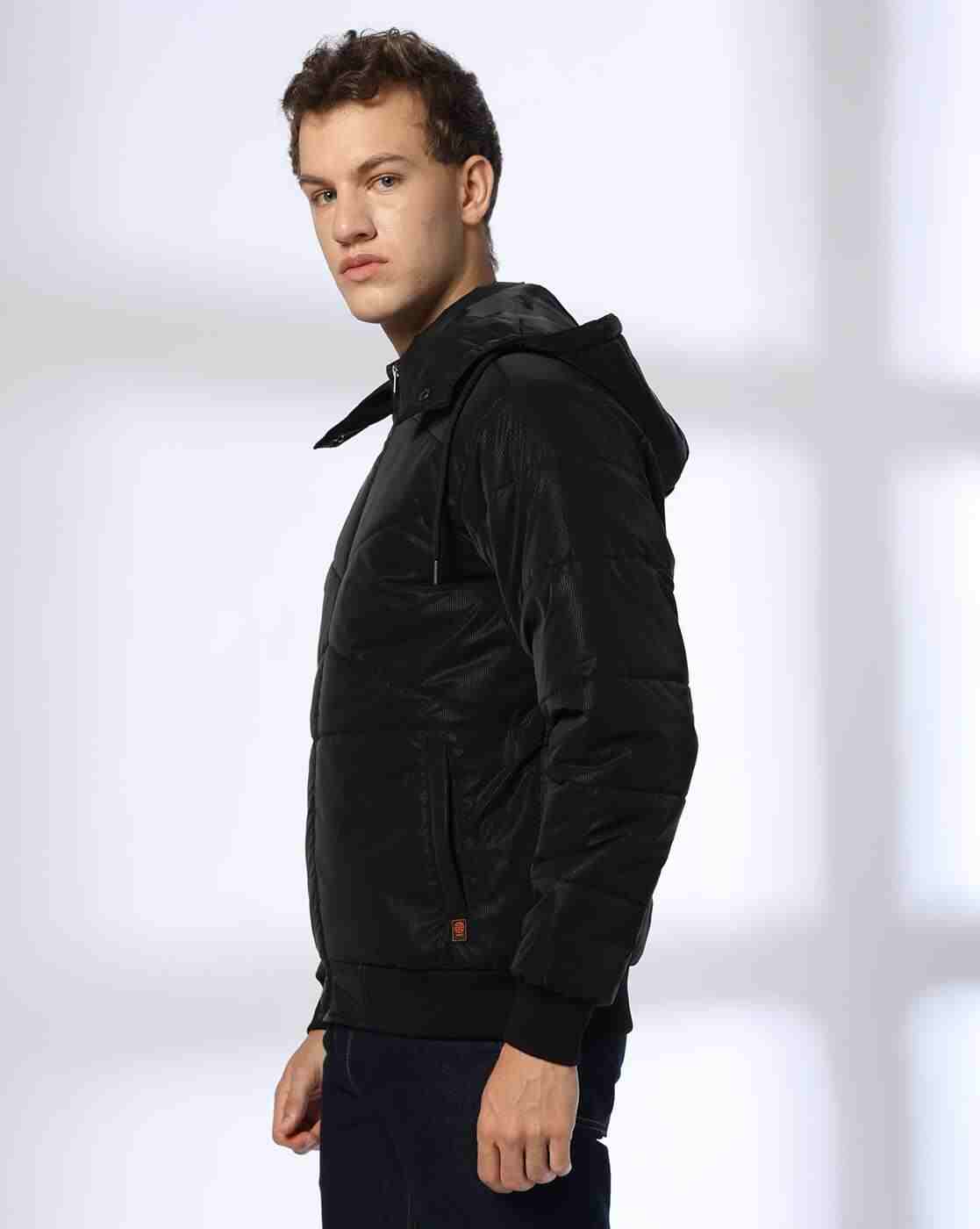DNMX | Men Quilted Regular Fit Jacket with Detachable Hood|1