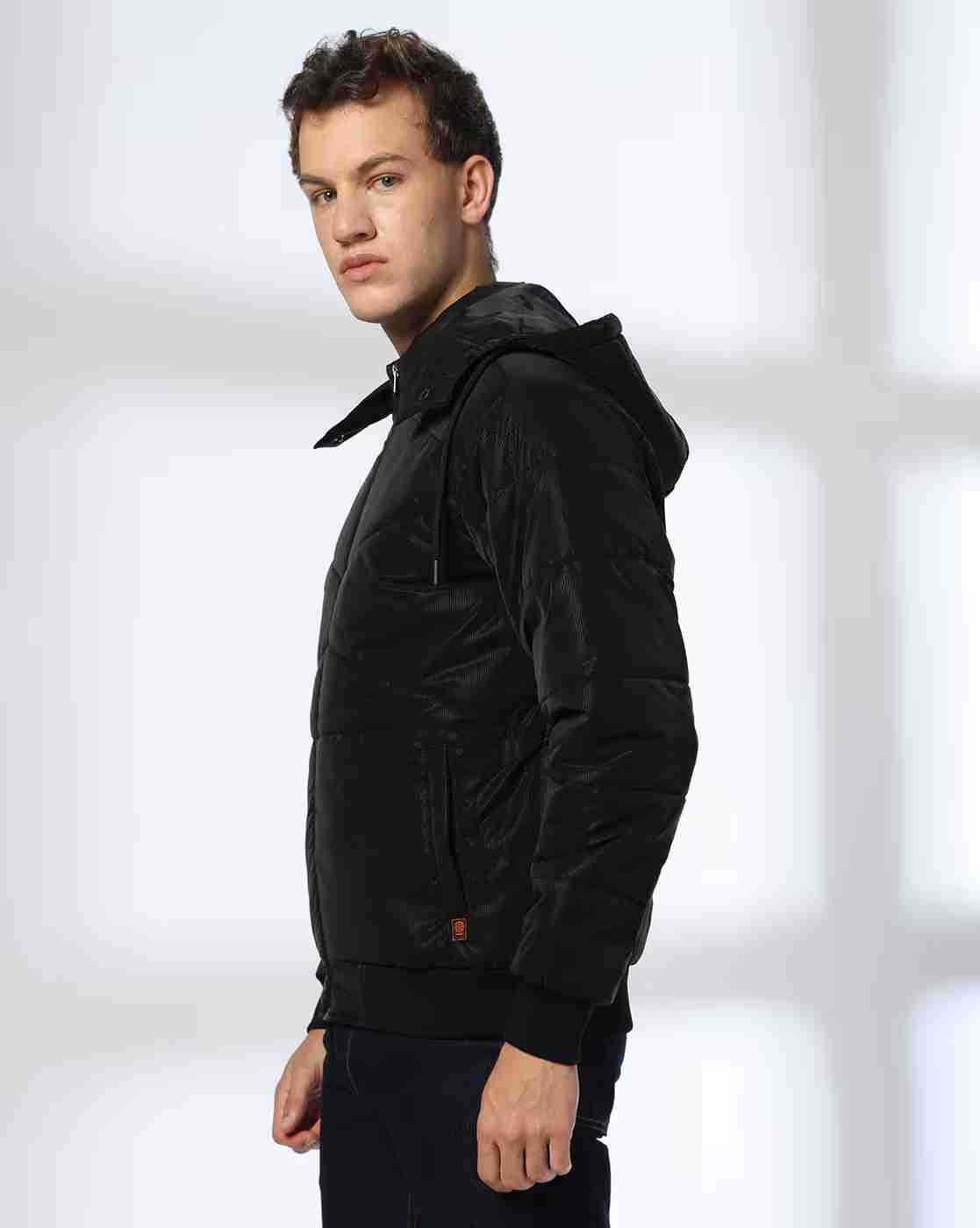 DNMX | Men Quilted Regular Fit Jacket with Detachable Hood|1