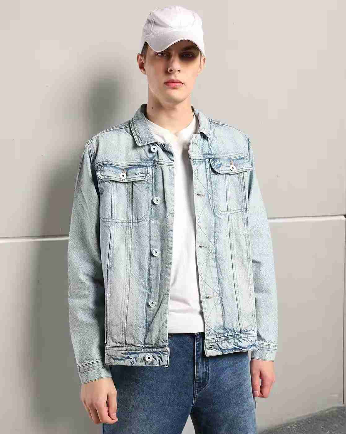 DNMX | Men Washed Regular Fit Denim Trucker Jacket|0