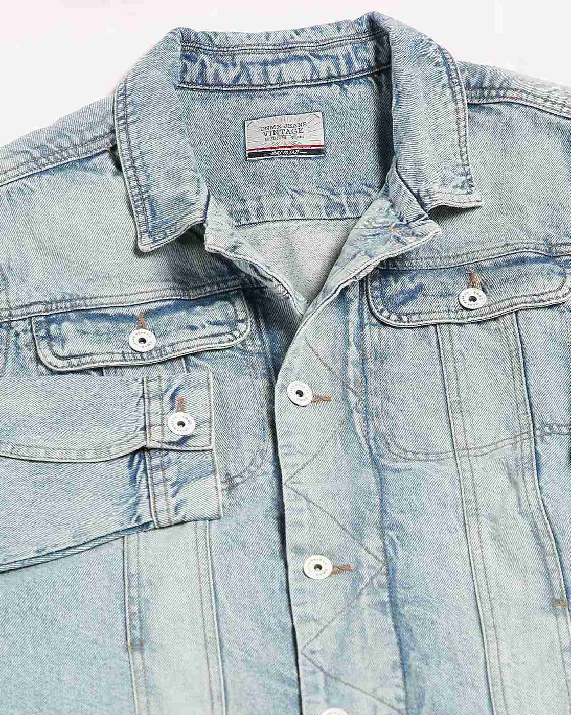 DNMX | Men Washed Regular Fit Denim Trucker Jacket|5