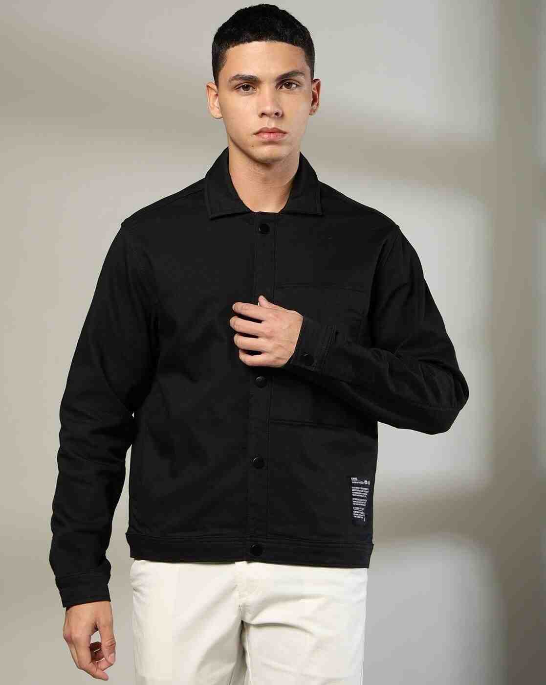 DNMX | Men Regular Fit Shacket Jacket with Insert Pockets|3