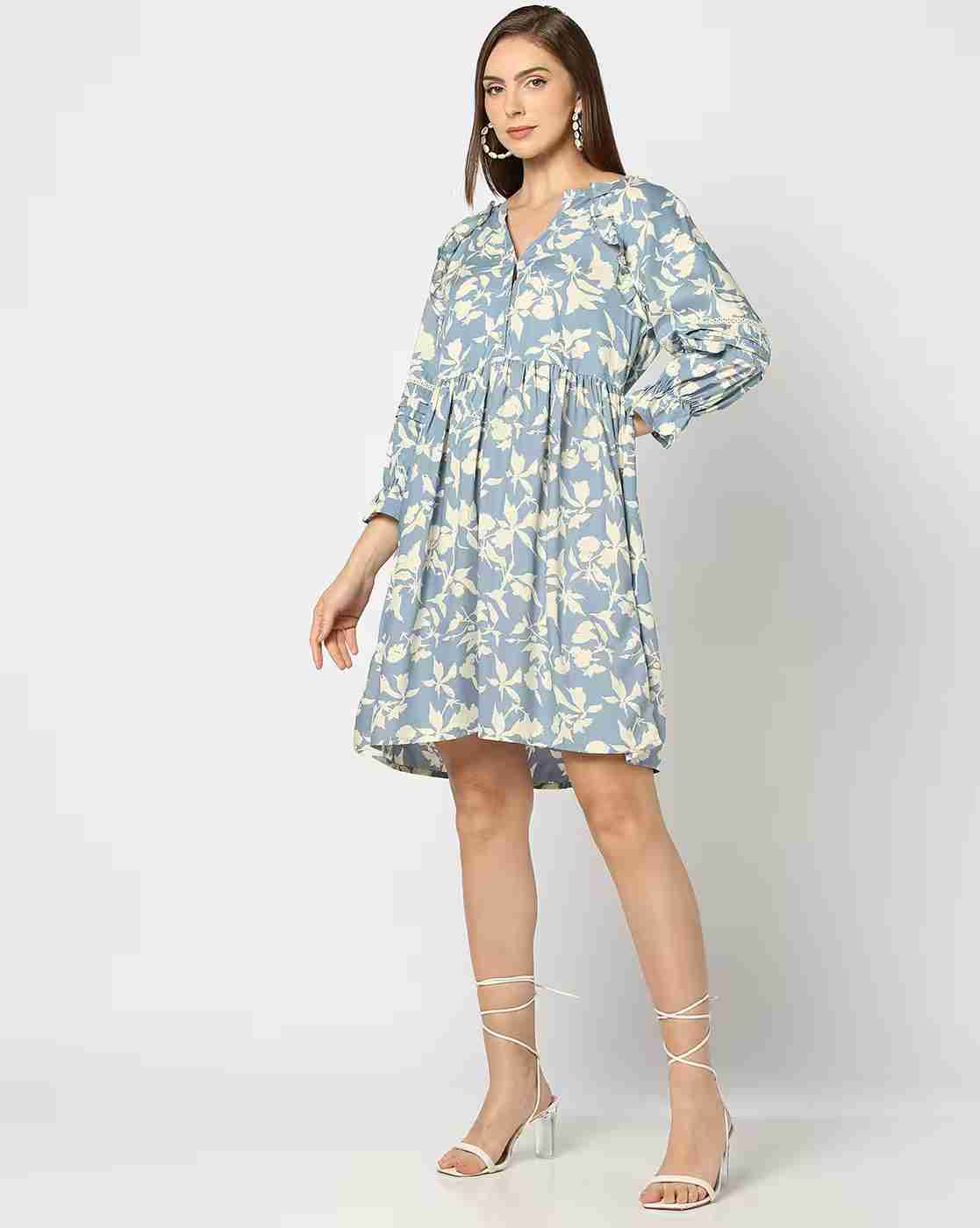 DNMX | Women Floral Print A-Line Dress|0