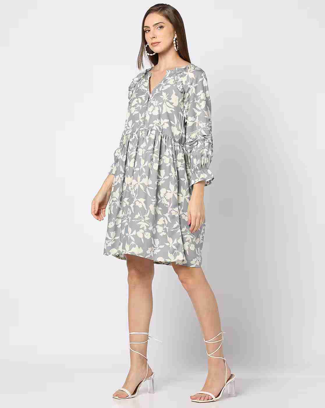 DNMX | Women Floral Print A-Line Dress|1