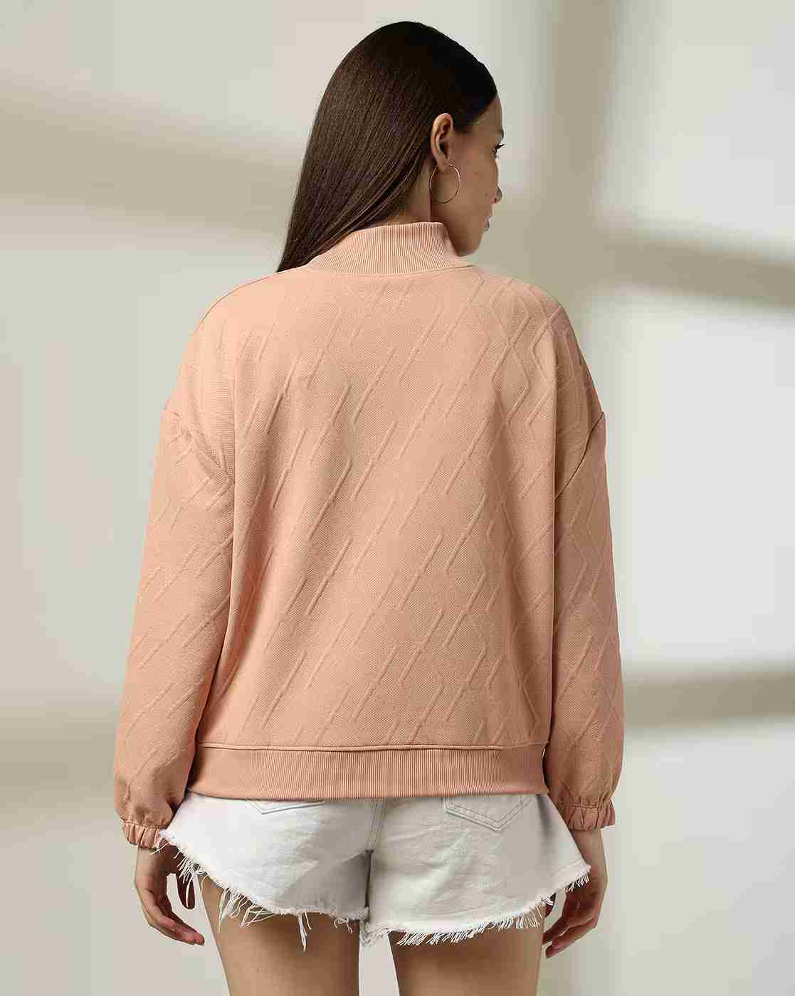 DNMX | Women Geometric-Knit Regular Fit Sweatshirt|2