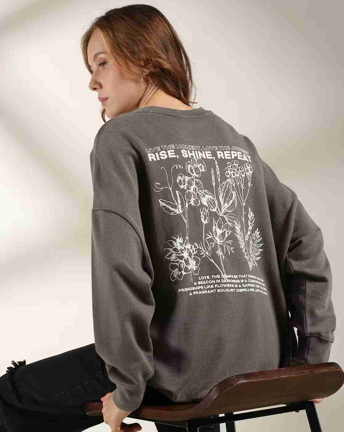 DNMX | Women Graphic Print Oversized Sweatshirt|0