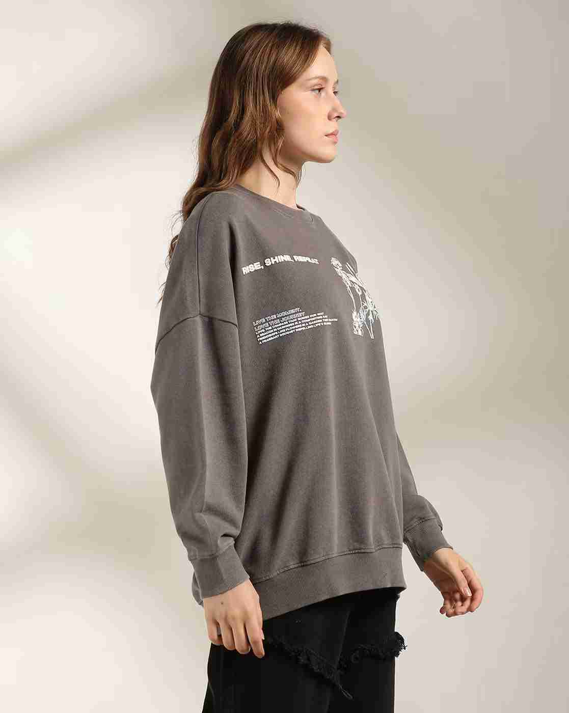 DNMX | Women Graphic Print Oversized Sweatshirt|1
