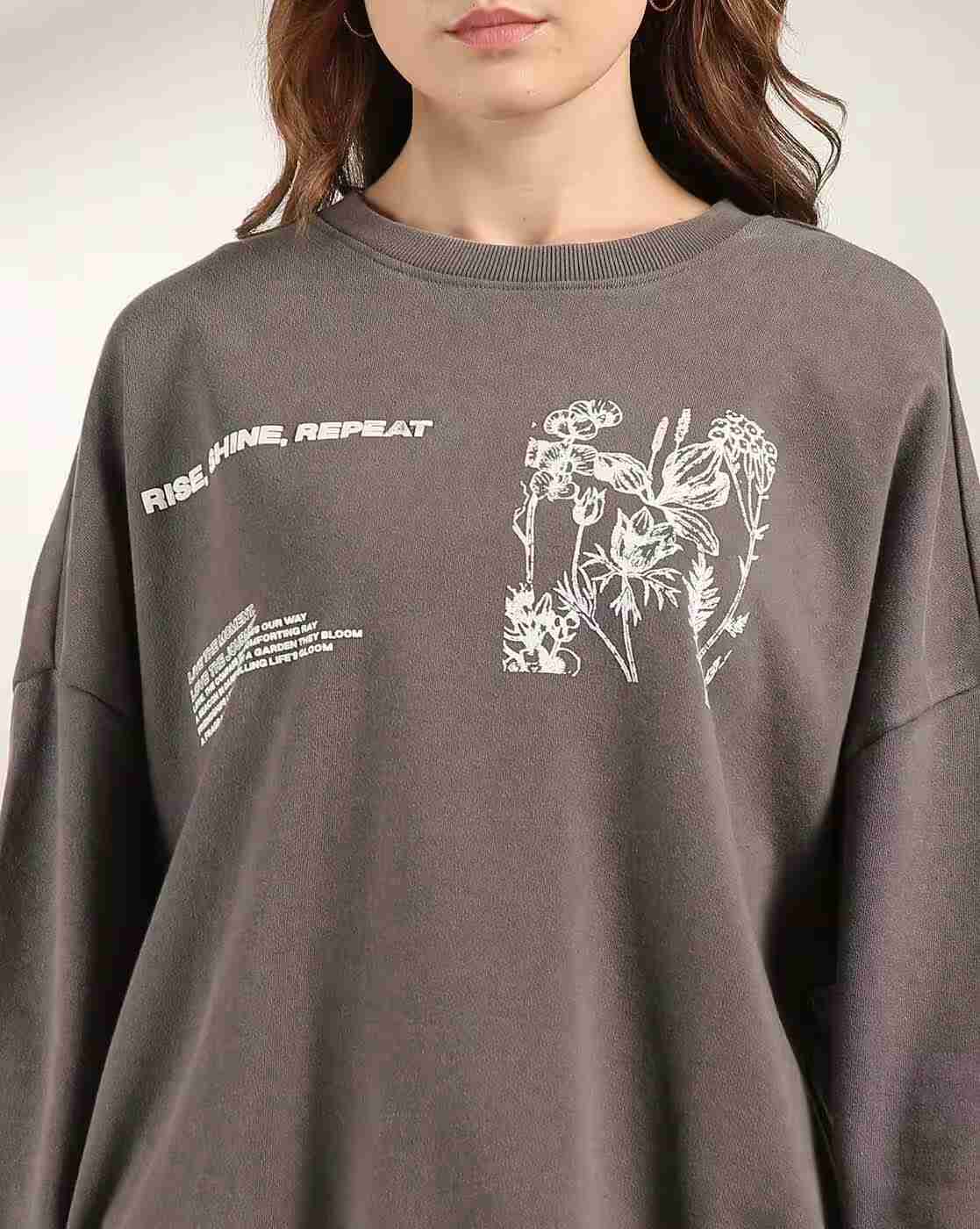 DNMX | Women Graphic Print Oversized Sweatshirt|4