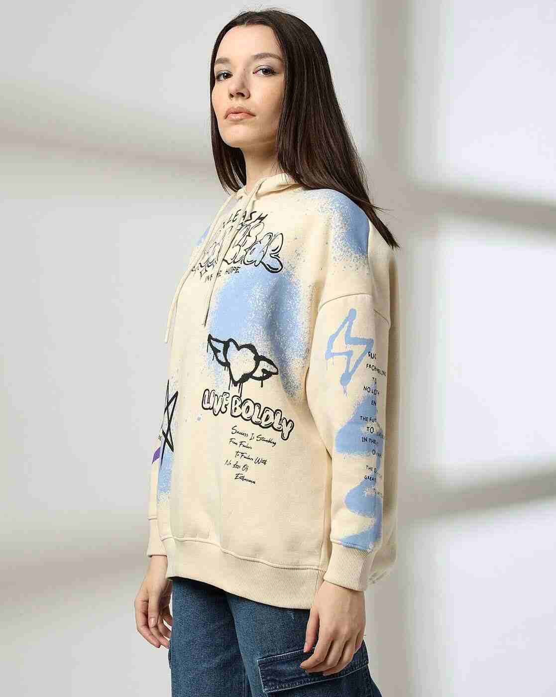 DNMX | Women Graphic Print Oversized Hoodie|1