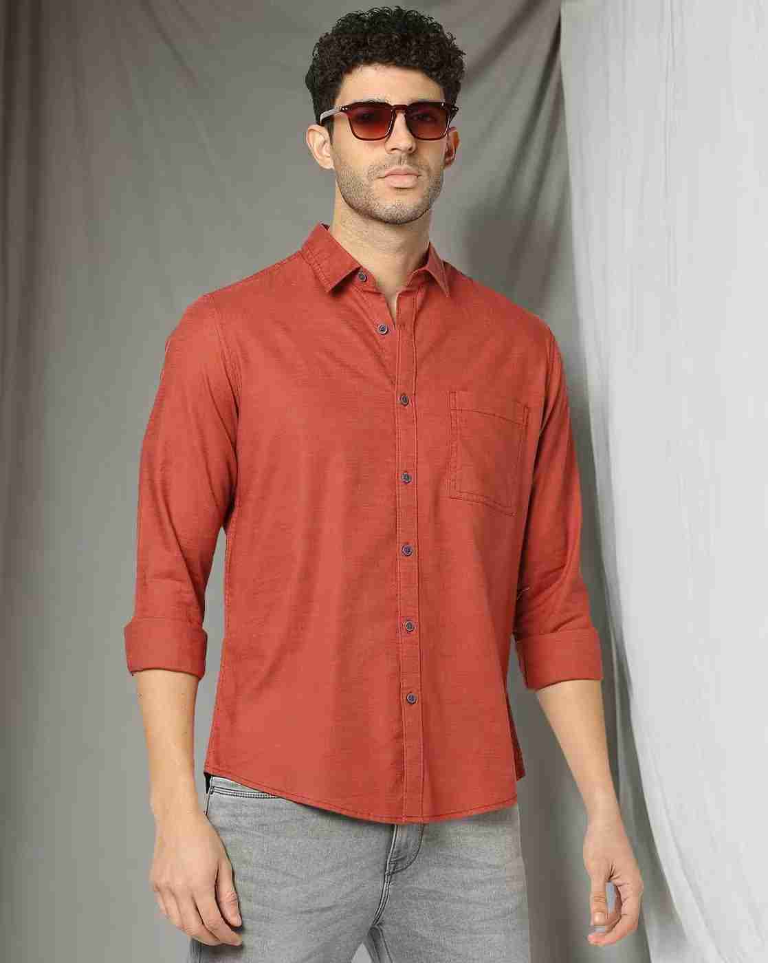Men Regular Fit Shirt with Patch Pocket