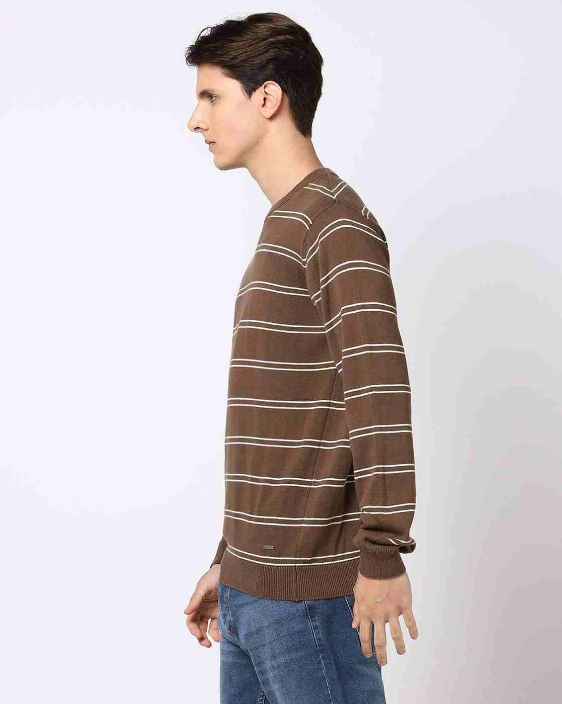 DNMX | Men Striped Regular Fit Crew-Neck T-Shirt|1