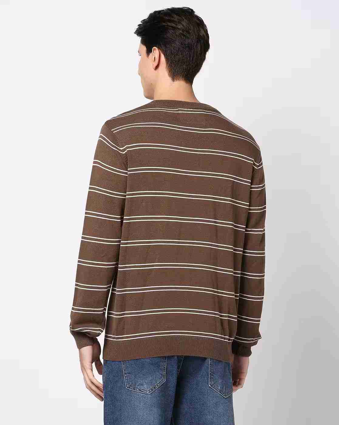 DNMX | Men Striped Regular Fit Crew-Neck T-Shirt|2