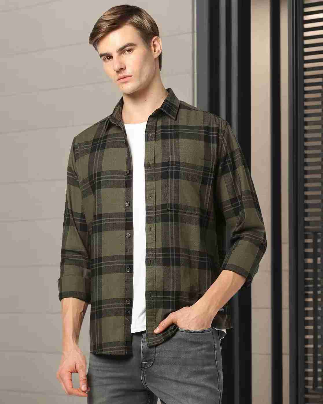 DNMX | Men Checked Regular Fit Shirt|0