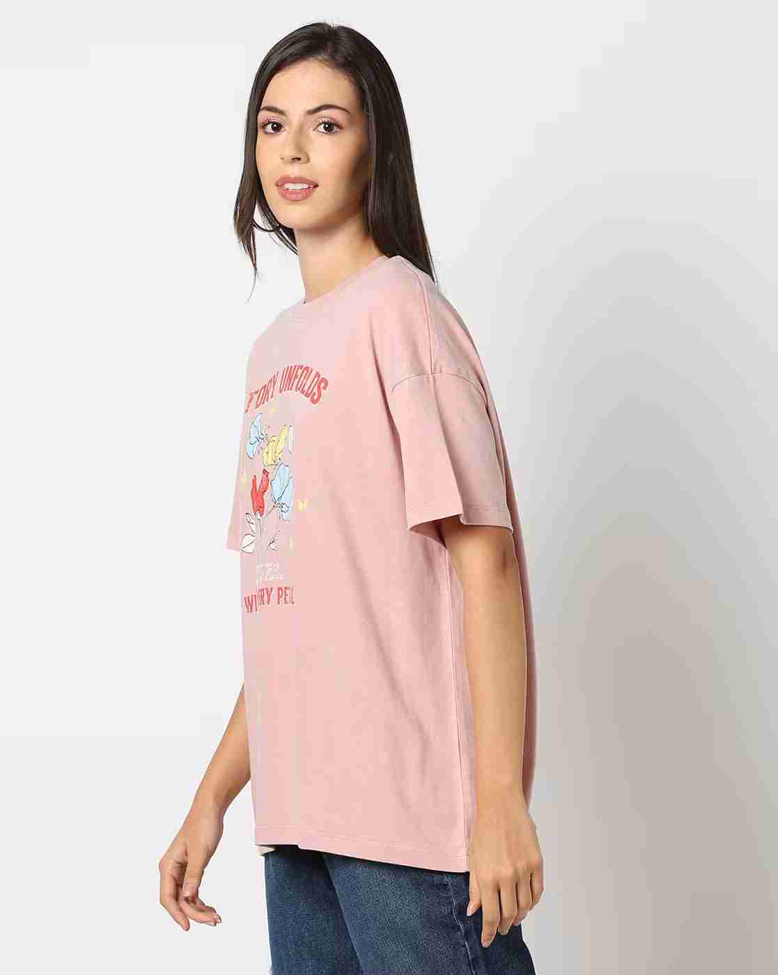 DNMX | Women Graphic Print Oversized Fit Crew-Neck T-Shirt|1