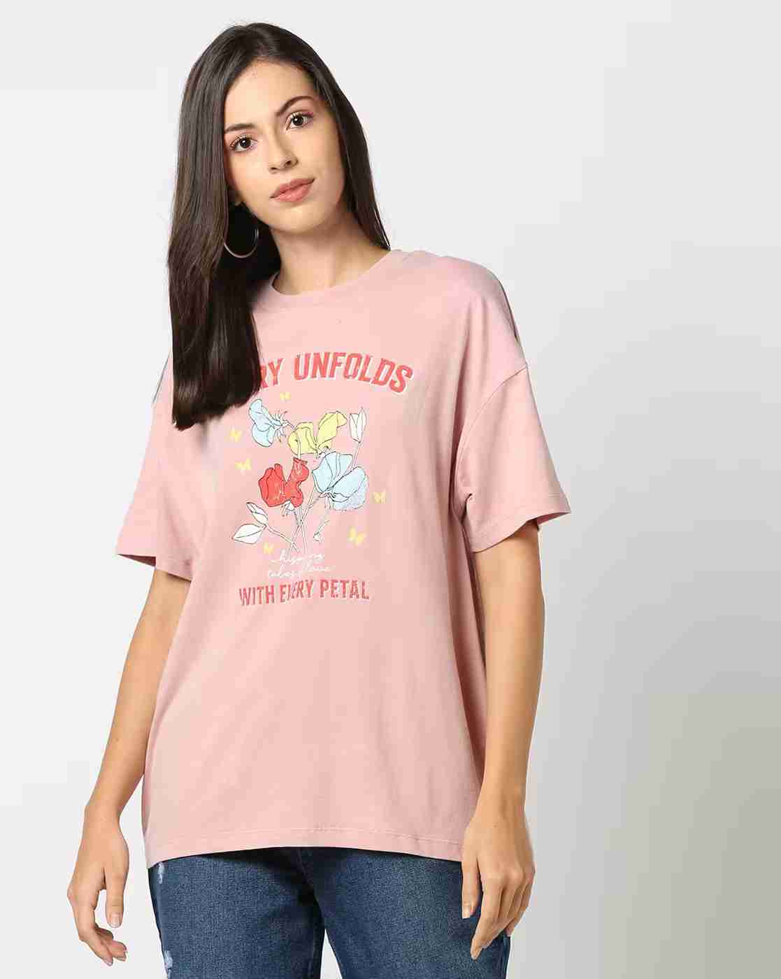 DNMX | Women Graphic Print Oversized Fit Crew-Neck T-Shirt|3