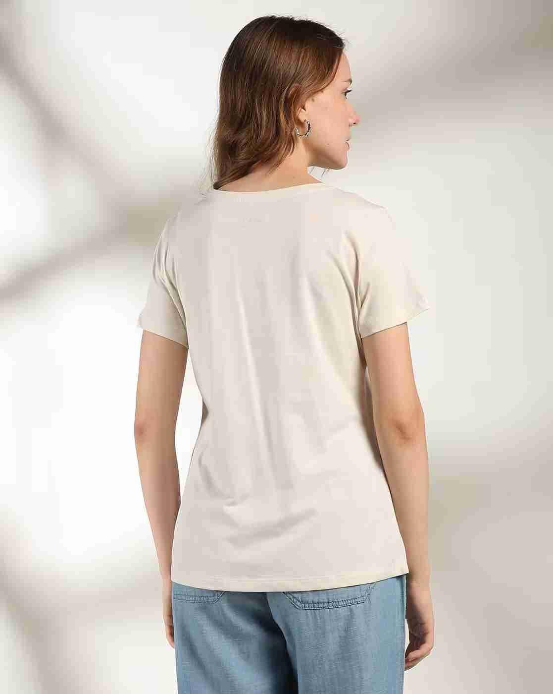 DNMX | Women Typographic Print Regular Fit Crew-Neck T-Shirt|3