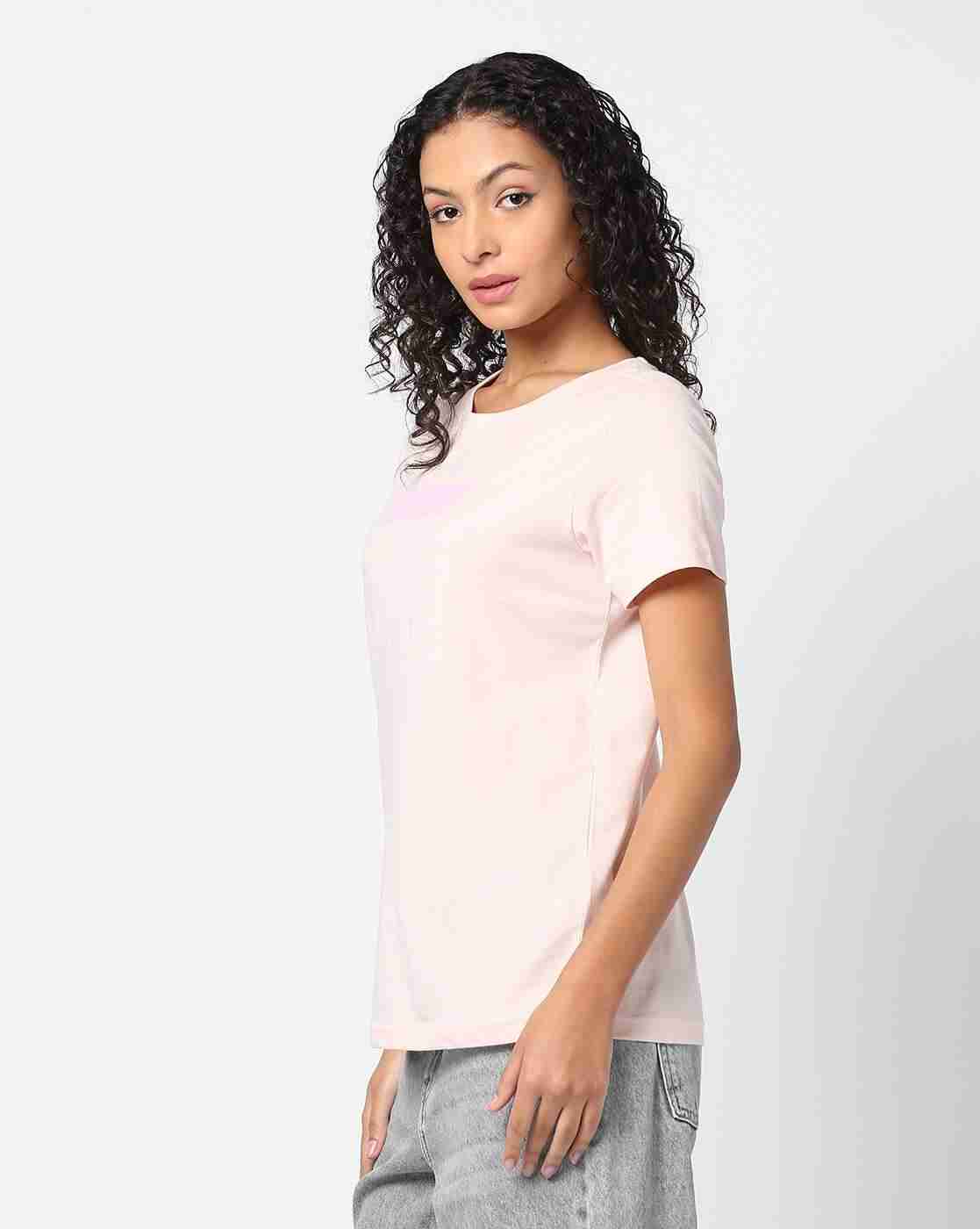 DNMX | Women Typographic Print Regular Fit Round-Neck T-Shirt|1