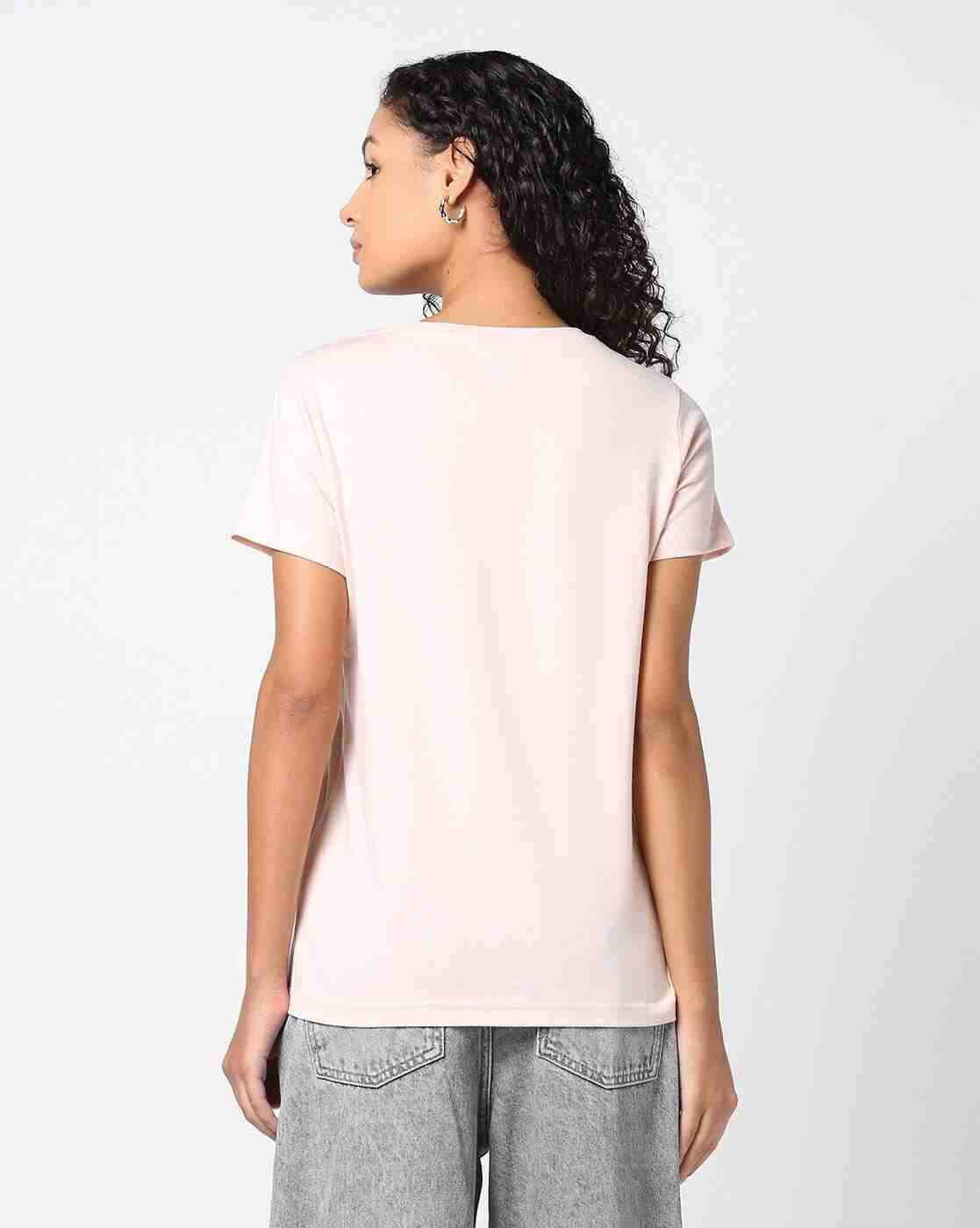 DNMX | Women Typographic Print Regular Fit Round-Neck T-Shirt|2